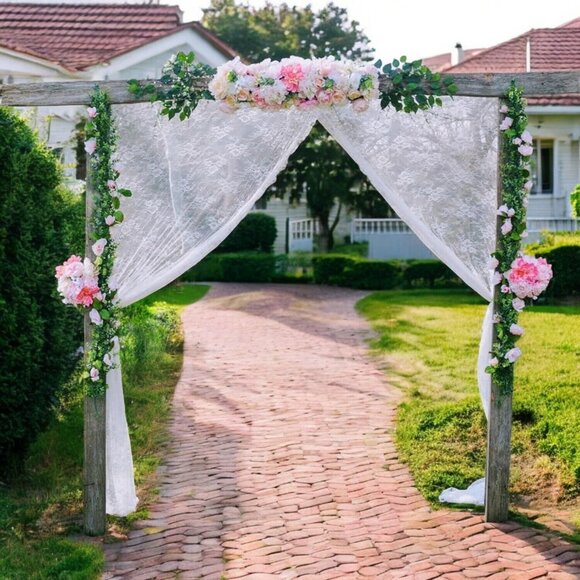 Floral Lace White Tablecloth 60x120" Vintage Look Wedding Shower Rustic Boho NEW - Picture 3 of 6
